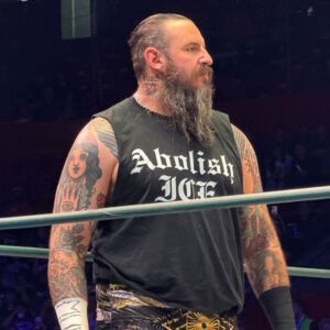 Brody King rocking an ABOLISH ICE shirt in Arena Mexico