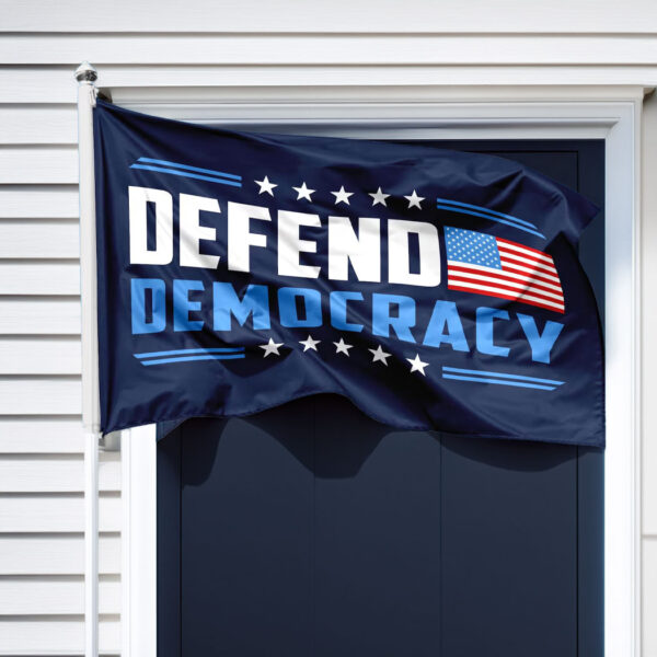 Defend Democracy House Flag, Anti-Trump Garden Flag