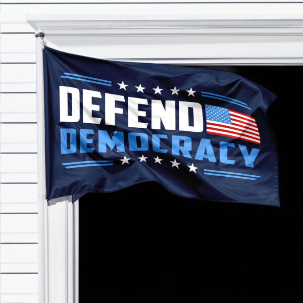 Defend Democracy House Flag, Anti-Trump Garden Flag
