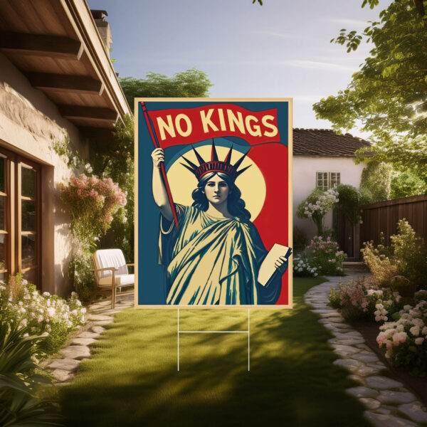 No Kings Liberty Yard Sign, Pro Democracy Resistance Anti-Trump